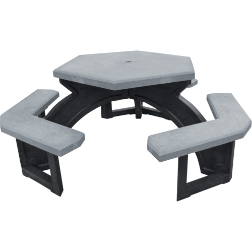 Recycled Plastic Hexagon Picnic Tables, 78" L x 78" W, Grey Dufferin Supply