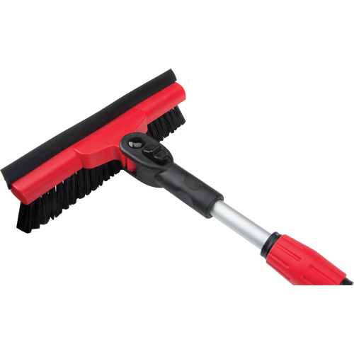 Snow Brush With Pivot Head, Telescopic, Rubber Squeegee Blade, 52" Long, Black/Red Dufferin Supply