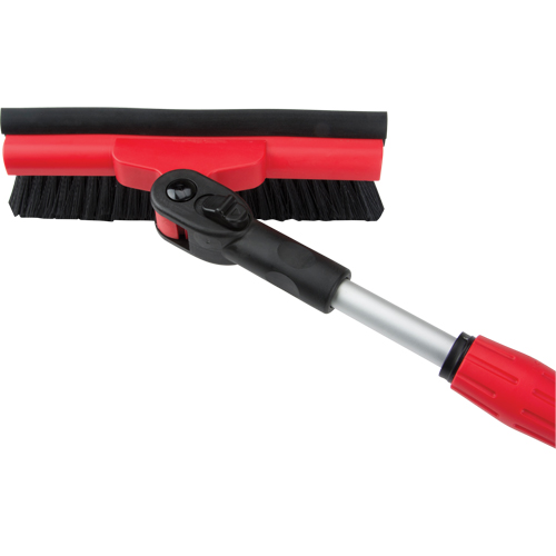 Snow Brush With Pivot Head, Telescopic, Rubber Squeegee Blade, 52" Long, Black/Red Dufferin Supply
