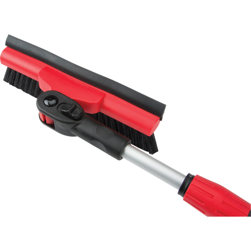 Snow Brush With Pivot Head, Telescopic, Rubber Squeegee Blade, 52" Long, Black/Red Dufferin Supply