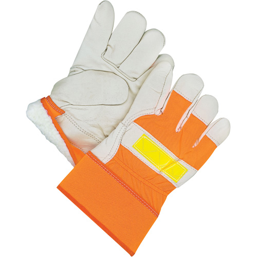 Classic High-Visibility Fitter Gloves, One Size, Grain Cowhide Palm, Acrylic-Pile Inner Lining Dufferin Supply