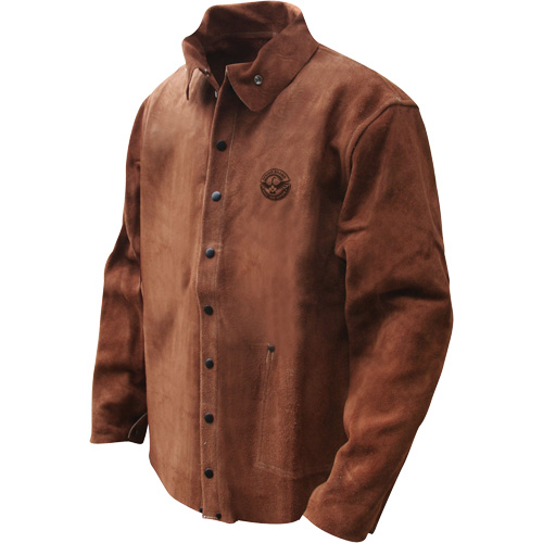 Veste de soudage en cuir fleur de vache refendu Gander Brand, Cuir, Moyen, Brun Dufferin Supply