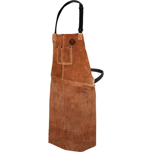 Leather Welding Apron, Bib, 36" L, Brown Dufferin Supply