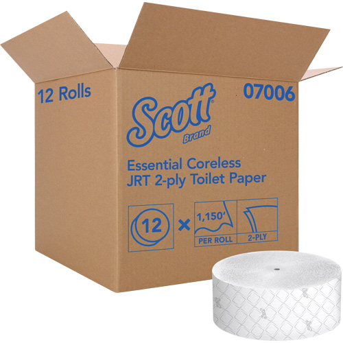 Scott&reg; Essential Toilet Paper, Jumbo/Coreless Roll, 2 Ply, 1150' Length, White Dufferin Supply