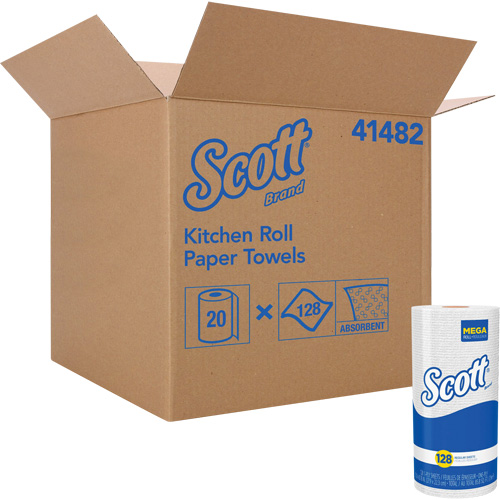 Rouleau de chiffons de cuisine Scott, 1 Pli, 128 Feuilles/rouleau, 11" la, 8,78" lo Dufferin Supply