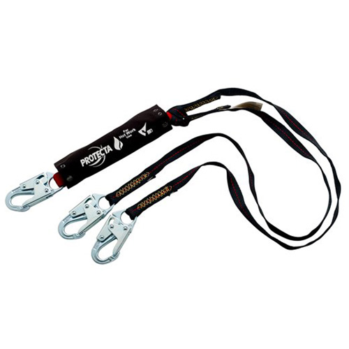 PRO Shock-Absorbing Lanyard, 4', Snap Hook Center, Snap Hook Leg Ends, Kevlar&reg; Dufferin Supply