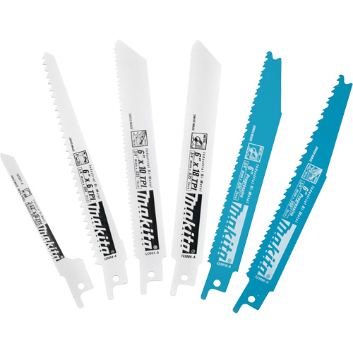 6-Piece Recipro Saw Blade Assortment Pack, Bi-Metal, 6-18 TPI, 6"/3-1/2" L x 3/4" W Dufferin Supply