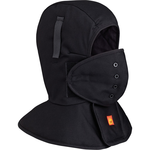 565A Flame Resistant Quilted Long Neck Hardhat Liner, Black, Cotton Dufferin Supply