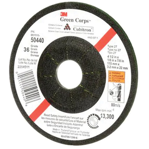 Meule flexible Green Corps, 4-1/2" x 1/8", Arbre 7/8", C&eacute;ramique, Type 27 Dufferin Supply