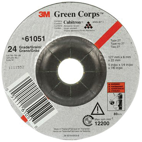 Green Corps Flexible Grinding Wheel, 5" x 1/4", 7/8" Arbor, Ceramic, Type 1 Dufferin Supply