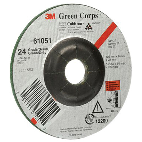 Green Corps Flexible Grinding Wheel, 5" x 1/4", 7/8" Arbor, Ceramic, Type 1 Dufferin Supply
