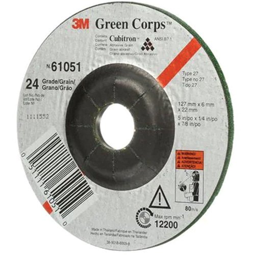 Green Corps Flexible Grinding Wheel, 5" x 1/4", 7/8" Arbor, Ceramic, Type 1 Dufferin Supply