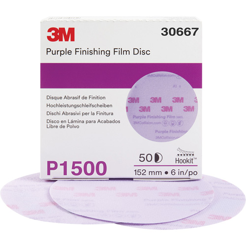 Hookit Purple Finishing Film Abrasive Disc, 6" Dia., P1500 Grit, Aluminum Oxide Dufferin Supply