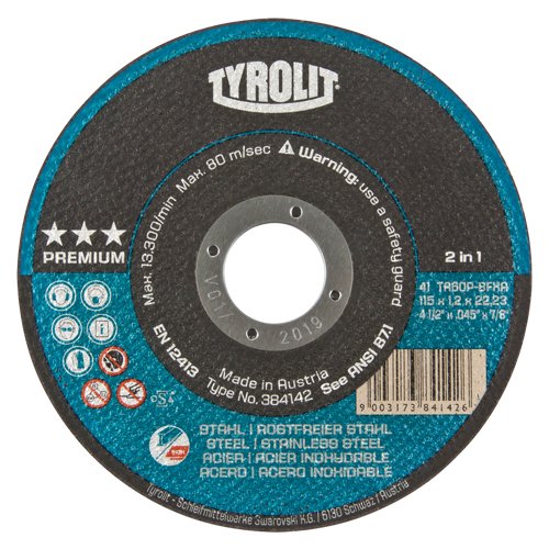 Meule &agrave; tronçonner 2-en-1 de premi&egrave;re qualit&eacute; Thincut, 4-1/2" x 0,045", Arbre de 7/8", Type 1, Oxyde d'aluminium, 13 300 Tr/min Dufferin Supply