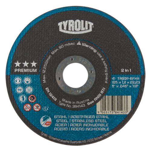 Meule &agrave; tronçonner 2-en-1 de premi&egrave;re qualit&eacute; Thincut, 5" x 0,045", Arbre de 7/8", Type 1, Oxyde d'aluminium, 12250 Tr/min Dufferin Supply