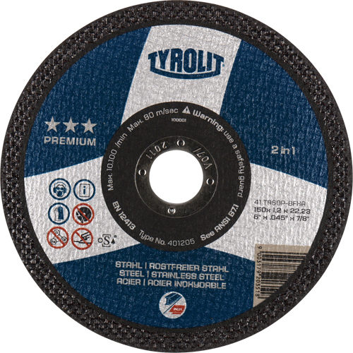 Premium 2 In 1 Thincut Cut-Off Wheel, 7" x 1/16", 7/8" Arbor, Type 1, Aluminum Oxide, 8600 RPM Dufferin Supply