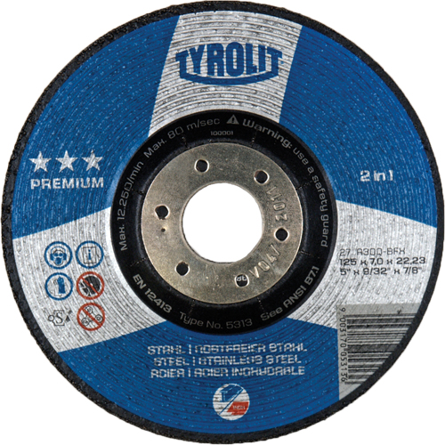 Premium 2-in-1 Grinding Wheel, 4-1/2" x 9/32", 7/8" Arbor, Type 27 Dufferin Supply