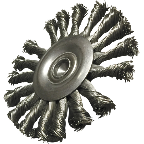 Brosses mont&eacute;es &agrave; fils nou&eacute;s circulaires, 3-1/2" dia., dia. Des fils 0,014", Tige 1/4" Dufferin Supply