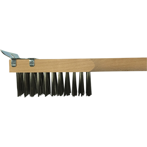 Scratch Brush With Scraper, Stainless Steel, 3 x 10 Wire Rows, 20" Long Dufferin Supply