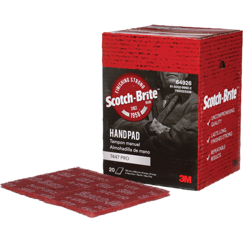 Scotch-Brite 7447 Hand Pads, Aluminum Oxide, 9" x 6", Very Fine Grit Dufferin Supply