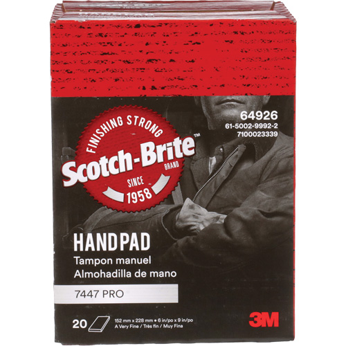 Scotch-Brite 7447 Hand Pads, Aluminum Oxide, 9" x 6", Very Fine Grit Dufferin Supply