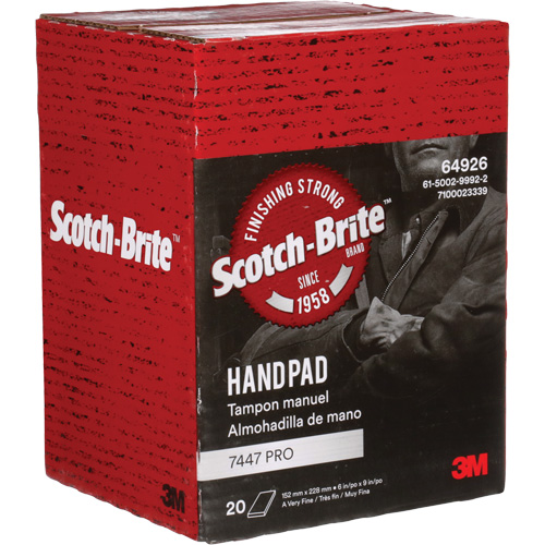 Scotch-Brite 7447 Hand Pads, Aluminum Oxide, 9" x 6", Very Fine Grit Dufferin Supply