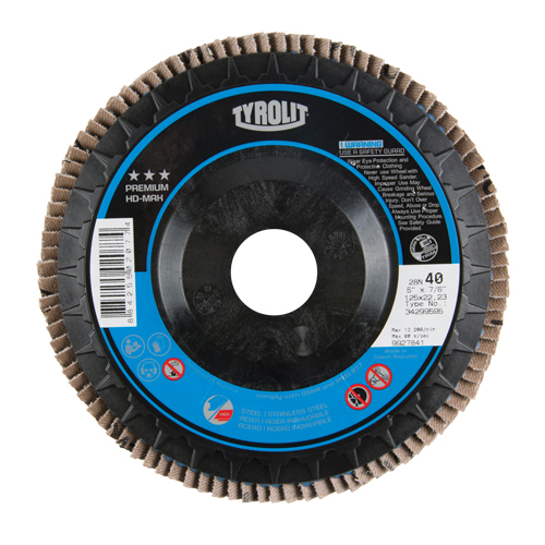 Flap Disc, 5" x 7/8", Type 27, 40 Grit, Zirconium Dufferin Supply