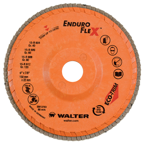 Enduro-Flex Flap Wheels, 6" x 7/8", Type 27, 40 Grit, Zirconium Dufferin Supply