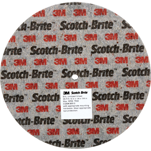Meule unitaris&eacute;e EXL Scotch-Brite, 6" x 1/4", Arbre de 1/4", Grain de Fin, Carbure de silicium Dufferin Supply