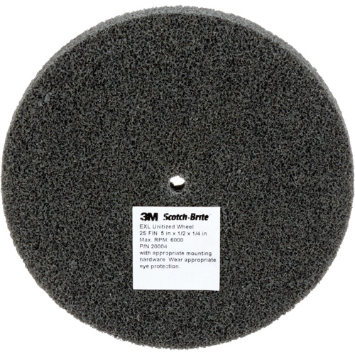 Meule unitaris&eacute;e EXL Scotch-Brite, 5" x 1/2", Arbre de 1/4", Grain de Fin, Carbure de silicium Dufferin Supply