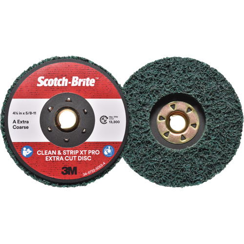 Disque extra coupe  Clean and Strip  XT Pro Scotch-Brite, 4-1/2" dia., Grain Extra grossier, Oxyde d'aluminium Dufferin Supply
