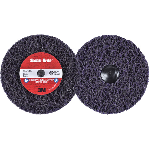 Disque  Clean and Strip  XT Pro Roloc Scotch-Brite, 4" dia., Grain Extra grossier, Carbure de silicium Dufferin Supply