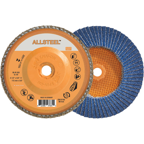 AllSteel Flap Disc, 4-1/2" x 5/8"-11, Type 27, 80 Grit, Zirconia Alumina Dufferin Supply