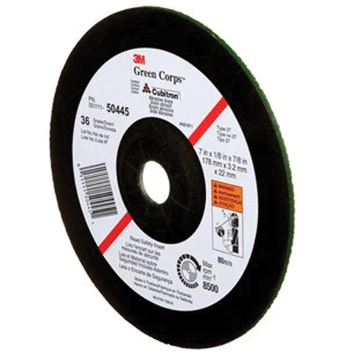 Meule &agrave; moyeu d&eacute;port&eacute; Green Corps, 7" x 1/8", Arbre 7/8", C&eacute;ramique, Type 27 Dufferin Supply