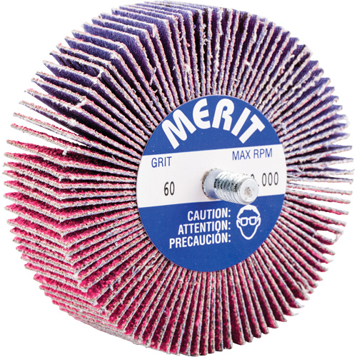 Threaded Mini Flap Wheel, Ceramic Alumina, 60 Grit, 3" x 1" x 1/4"-20 Dufferin Supply