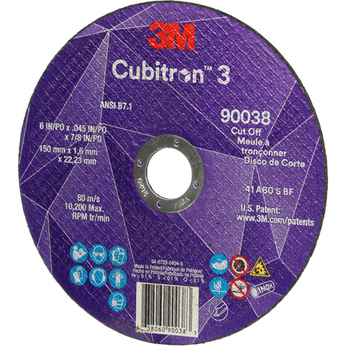Cubitron 3 Cut-Off Wheel, 6" x 0.045", Type T27, Ceramic, 10200 RPM Dufferin Supply