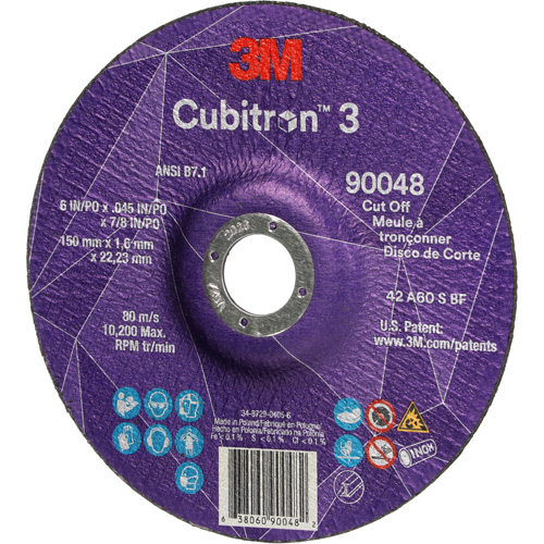 Cubitron 3 Cut-Off Wheel, 6" x 0.045", 7/8" Arbor, Type T27, Ceramic, 10200 RPM Dufferin Supply
