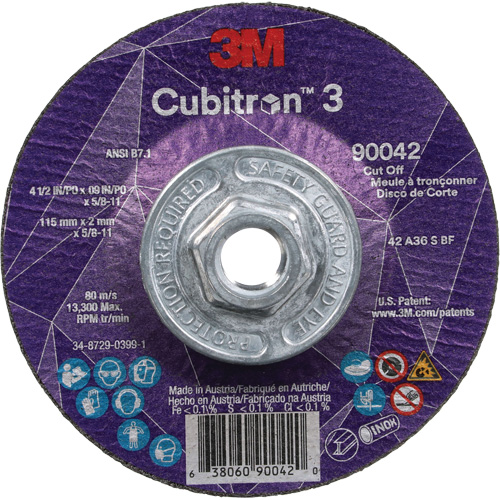 Meule &agrave; tronçonner Cubitron 3, 4-1/2" x 0,09", Arbre de 5/8"-11, Type T27, C&eacute;ramique, 13 300 Tr/min Dufferin Supply