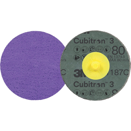 Disque en fibre Roloc Cubitron 3, 2" dia., Grain 80+, C&eacute;ramique Dufferin Supply