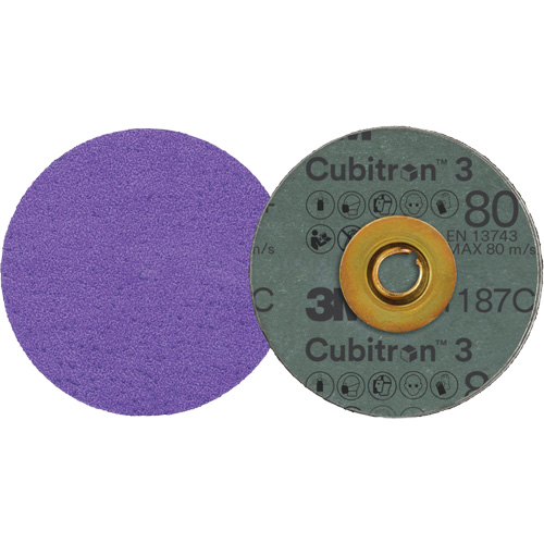 Disque en fibre Roloc Cubitron 3, 3" dia., Grain 80+, C&eacute;ramique Dufferin Supply