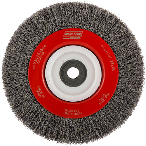Roue d'&eacute;tabli sertie, 6" dia., Fils 0,014", Arbre 1/2"-2 Dufferin Supply