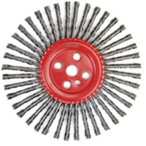 Brosse &agrave; fils nou&eacute;s pour cordons de soudure, Dia. 12", Fils 0,035", Arbre 1", Acier Dufferin Supply