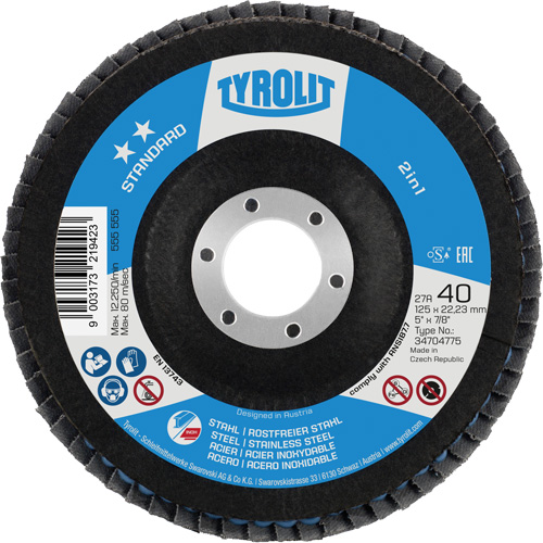 ZA 40 - B425 Standard 2-in-1 Flap Disc, 5" x 7/8", Type 27A, 40 Grit, Zirconia Alumina Dufferin Supply