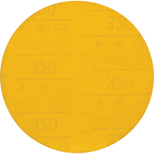 Hookit Gold Abrasive Disc, 6" Dia., 320 Grit, Aluminum Oxide, C-Weight Dufferin Supply