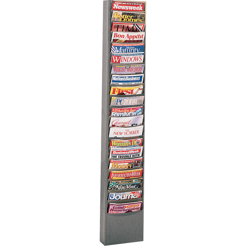 Literature Storage Racks, Stationary, 20 Slots, Steel, 13-1/8" W x 4-1/8" D x 58-1/2" H Dufferin Supply