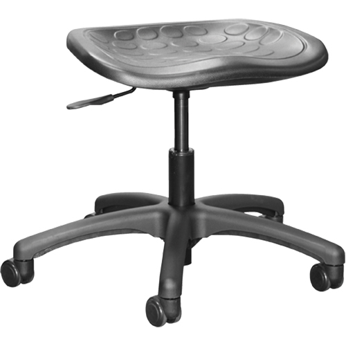 Shoptech Ergonomic Industrial Stools, Mobile, Adjustable, 16" - 21-1/2", Polyurethane Seat, Black Dufferin Supply