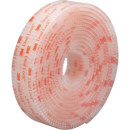 Dual Lock Reclosable Fastener, Self-Mating, 50 yds x 1/2", Adhesive, Clear Dufferin Supply