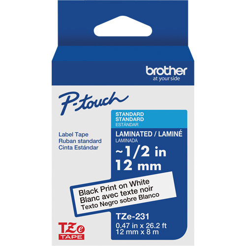 Tze Tape Cartridges, 12 mm x 26-1/4', Black on White Dufferin Supply