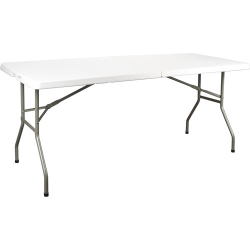 Table se pliant en deux, Rectangulaire, 72" l x 30" la, Poly&eacute;thyl&egrave;ne, Blanc Dufferin Supply