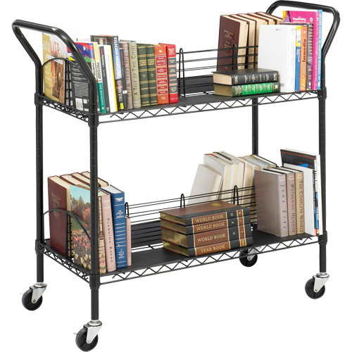 Double-Sided Wire Book Cart, 200 lbs. Capacity, Black, 18-3/4" D x 44" L x 39" H, Steel Dufferin Supply